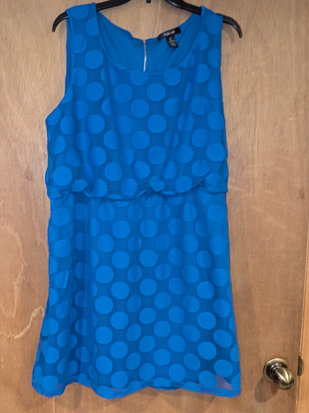 Blue Polka Dot Sleeveless Dress